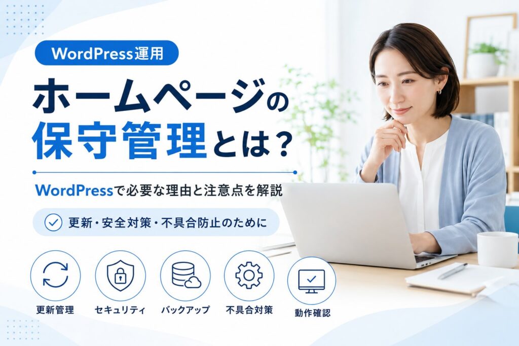 ホームページの保守管理とは？WordPressで必要な理由と注意点を解説のアイキャッチ画像