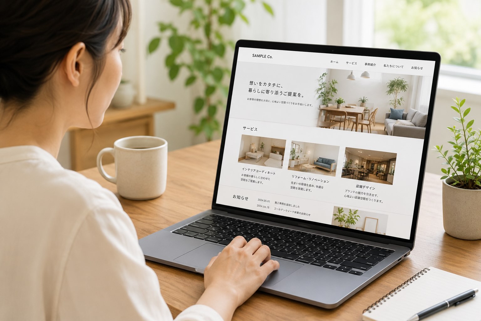 お問い合わせにつながりにくいホームページを確認している様子
