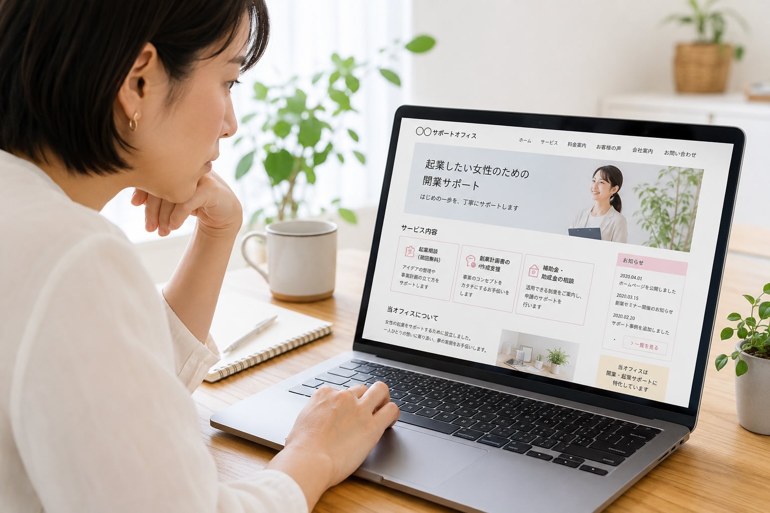 現在は事業内容が変わったので、既存のホームページの表示内容には、今の事業内容とは違い内容が表示されているシーン