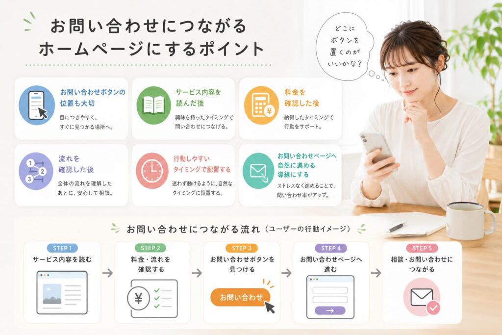 お問い合わせにつながるポイントを記載しているイメージ画像