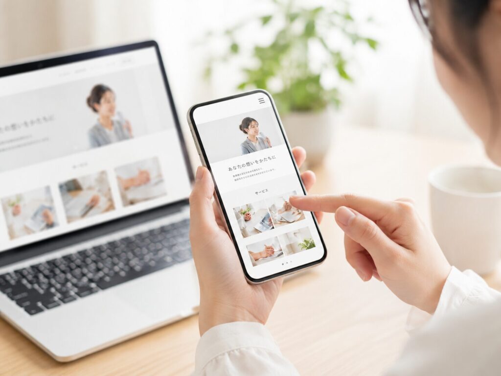 スマートフォンでホームページを閲覧している