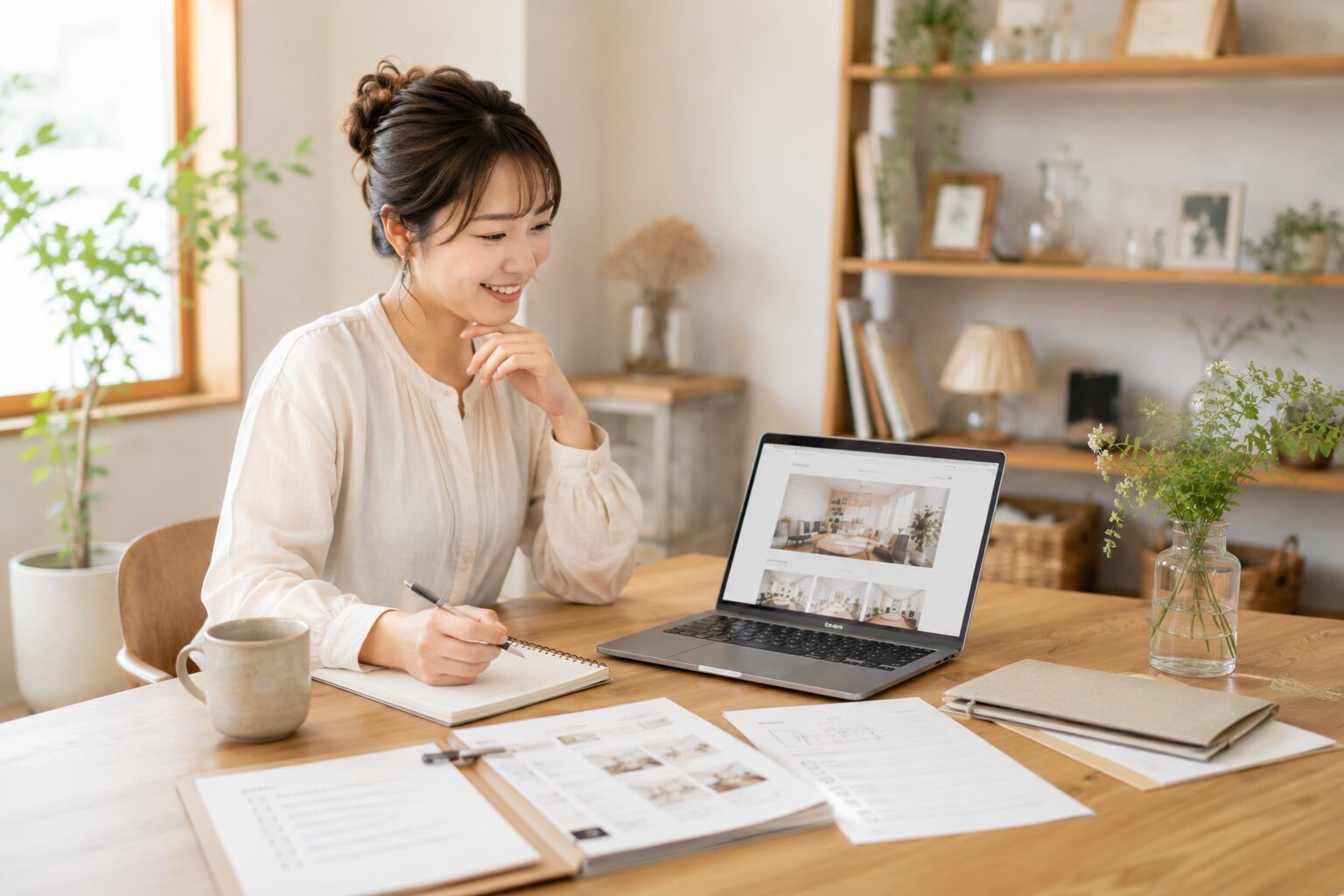 ノーコードツールで自作している女性のイメージ