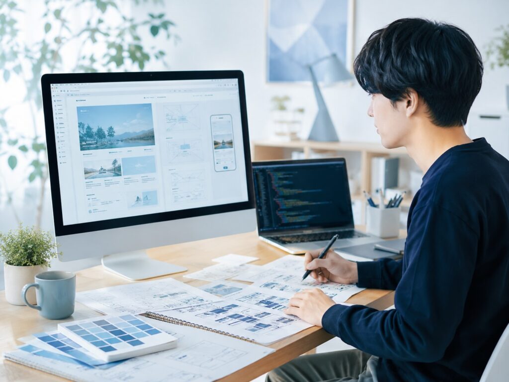 フルカスタムプランでオリジナルホームページ制作を進めている様子