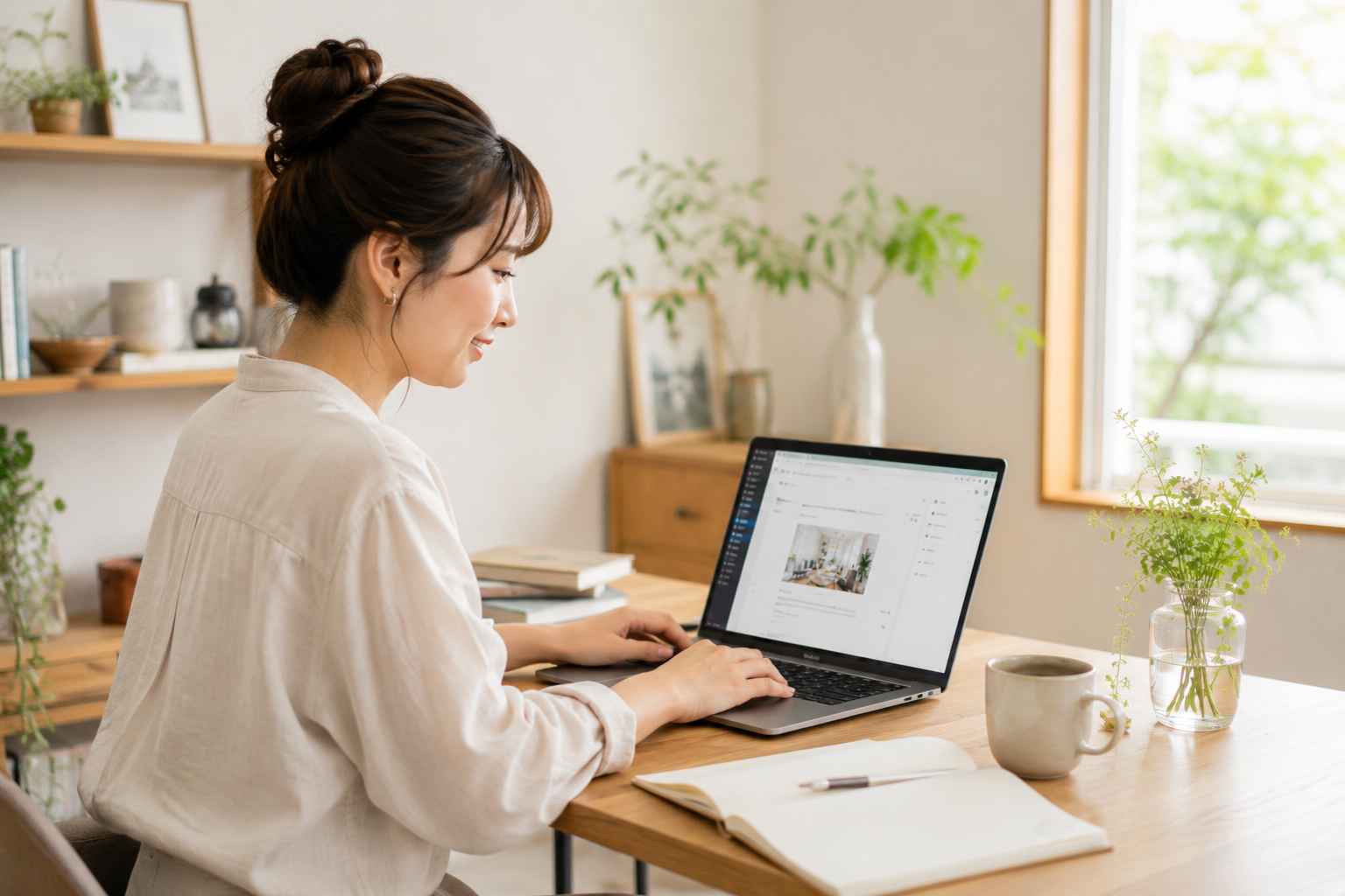 WordPressで制作している女性のイメージ
