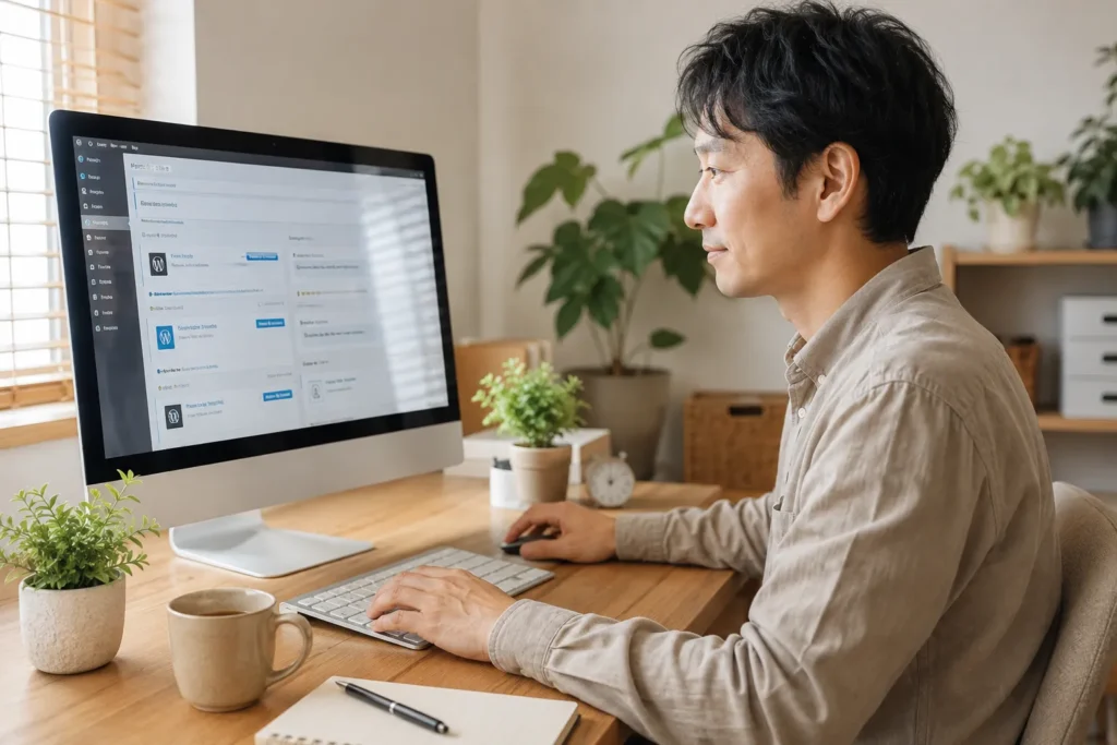 WordPress本体の更新内容を確認する様子