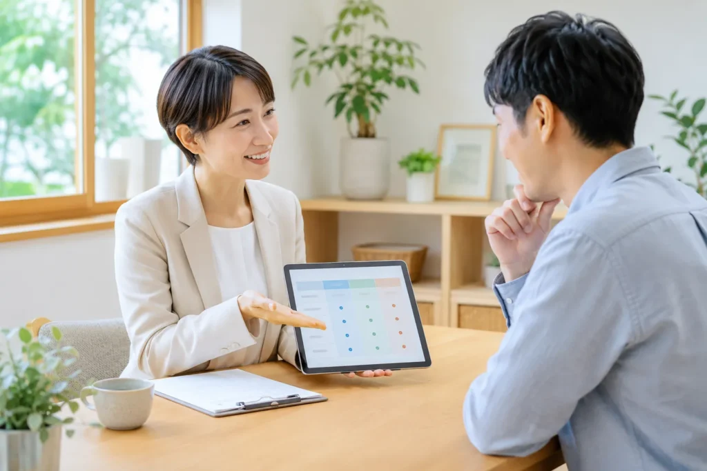 WordPress保守管理の料金について相談する様子