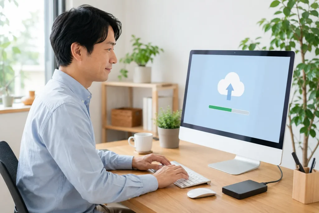 WordPressのバックアップと更新作業を行う様子