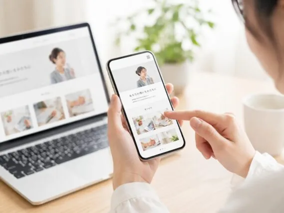 スマートフォンでホームページを閲覧している
