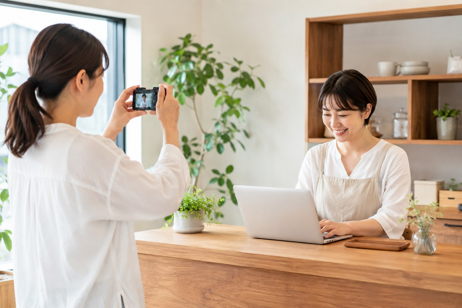 代表者を撮影しているスタッフのイメージ