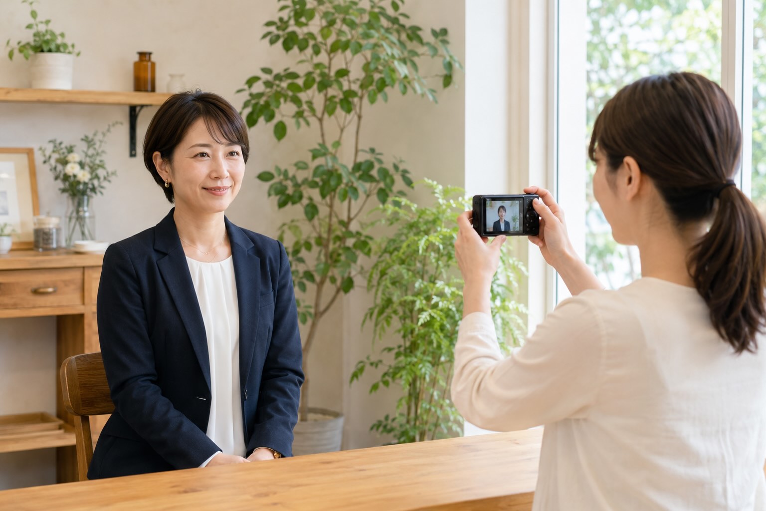 代表者を撮影している女性のイメージ