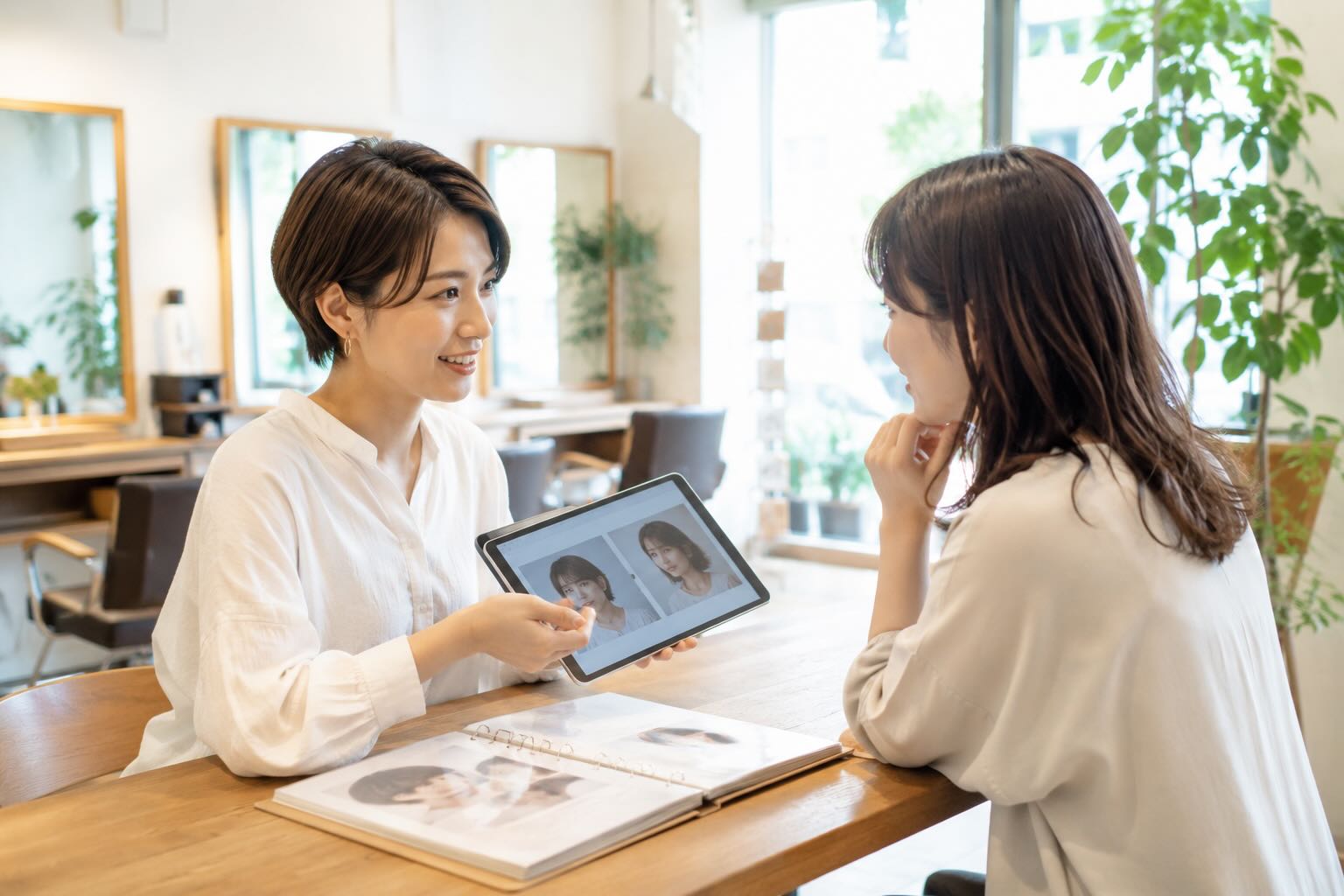 美容室でカウンセリング中の女性のイメージ