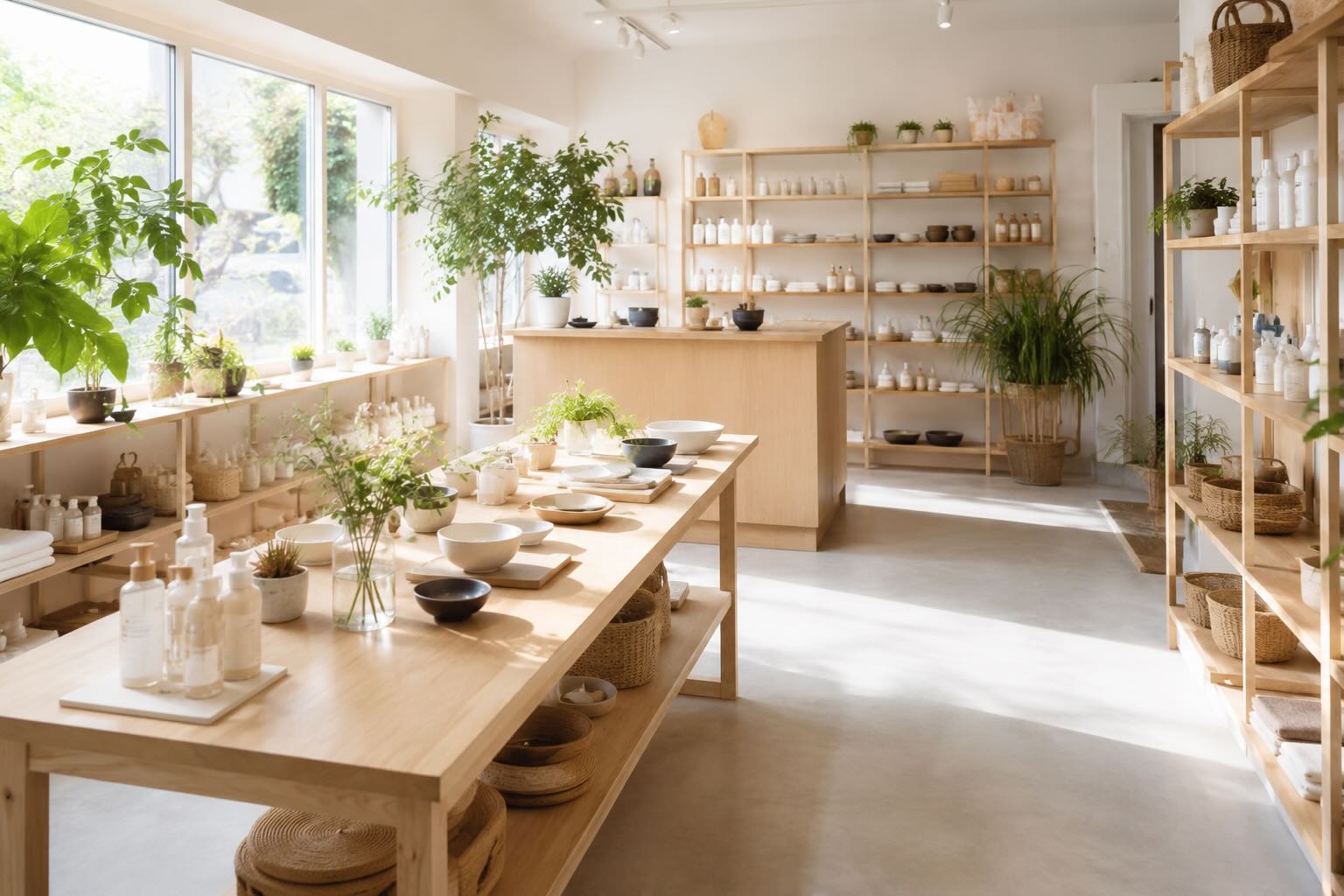 明るい自然光で撮影した店内のイメージ