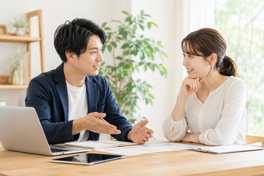 ホームページ納品後にサービス内容を追加されたいクライアントにご提案しているシーン