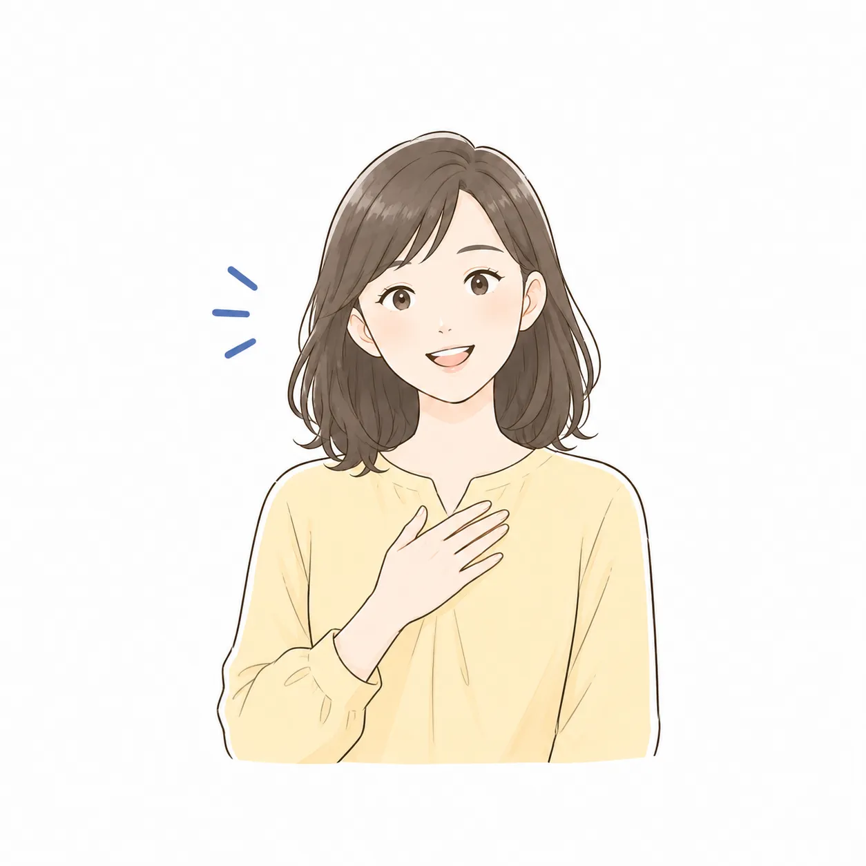 笑顔で感謝の気持ちを伝える女性のイラスト