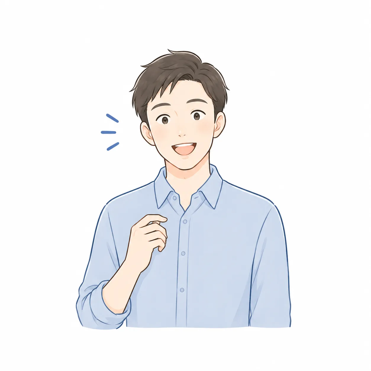 明るい表情でおすすめする男性のイラスト