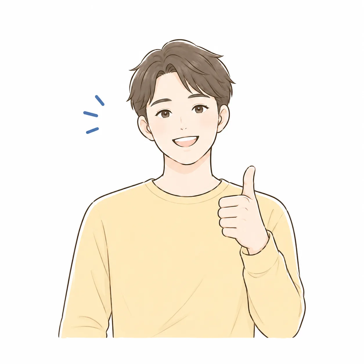 安心して相談できたことを表す男性のイラスト